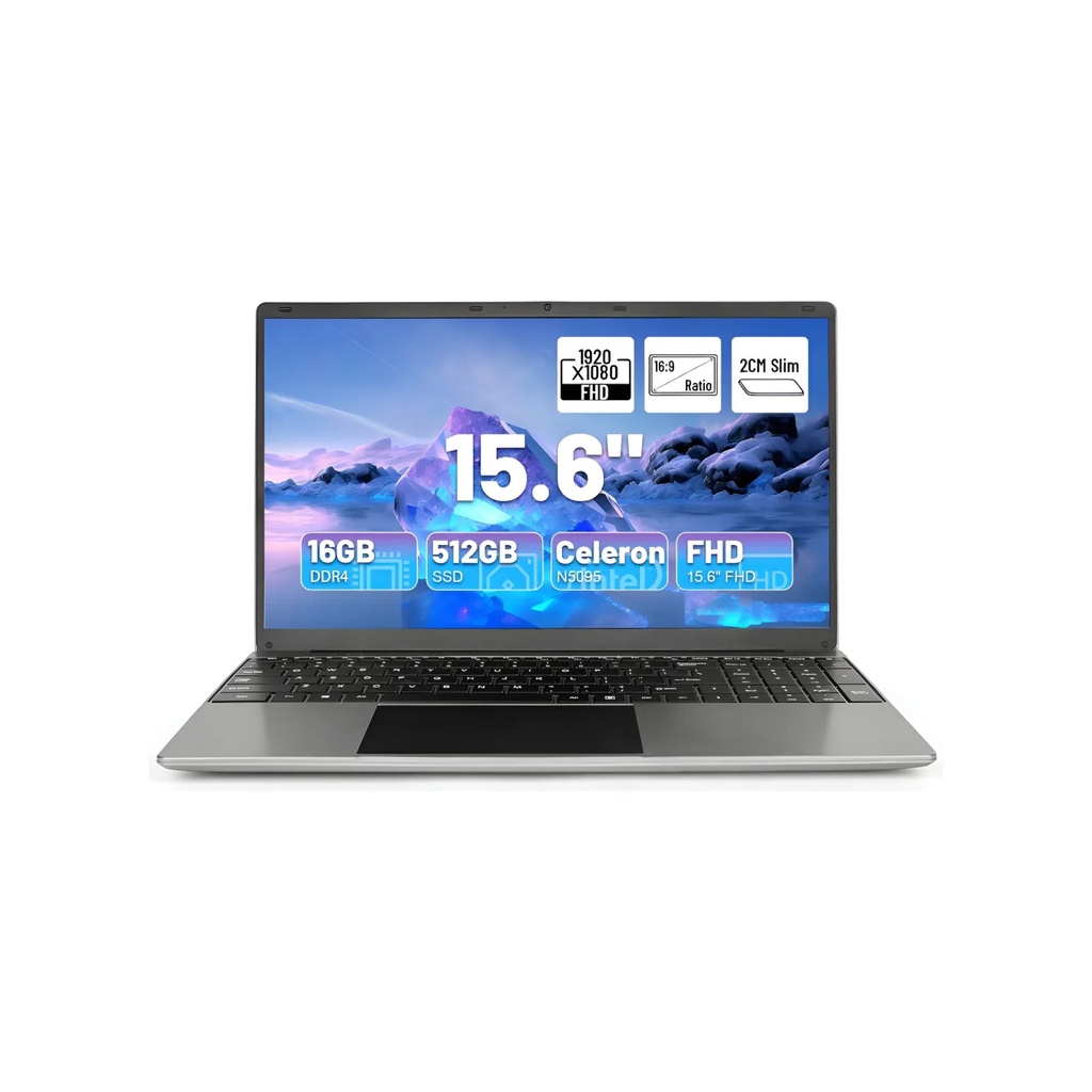 Laptop Hyjoy 15.6 Intel Celeron N5095 16+512g 1920*1080p Windows 11 Notebook Gris