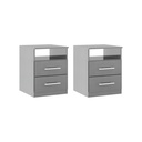 Par De Burós 2 Mesas De Noche Gris Oscuro